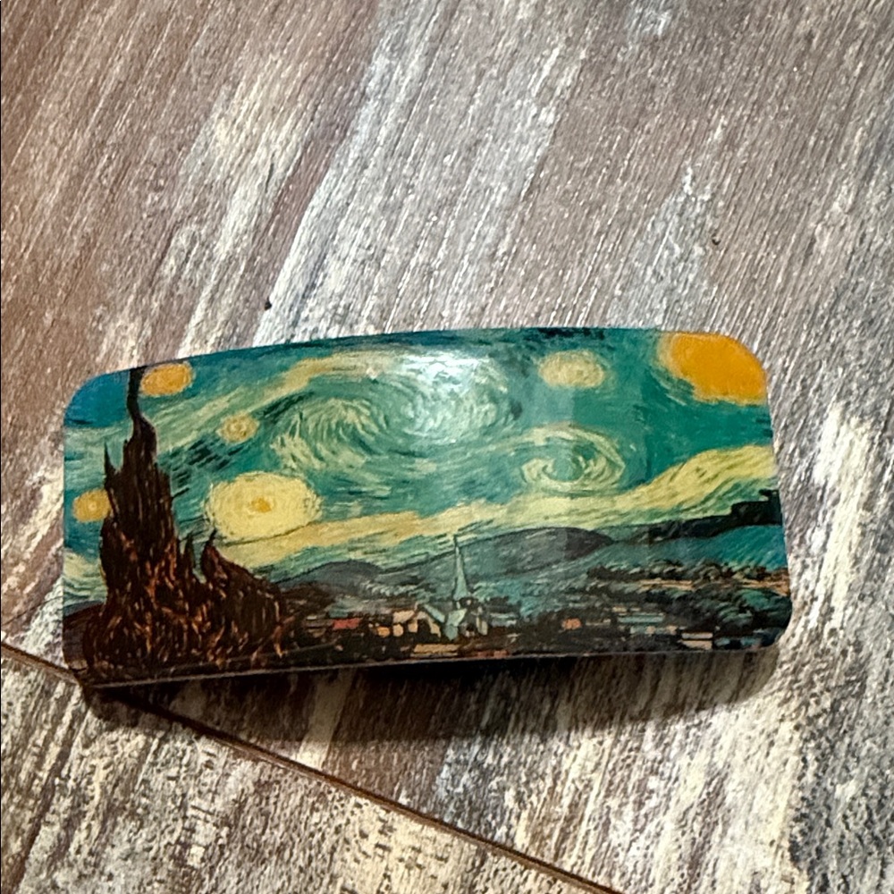 Starry Night hair clip Teal & Yellow